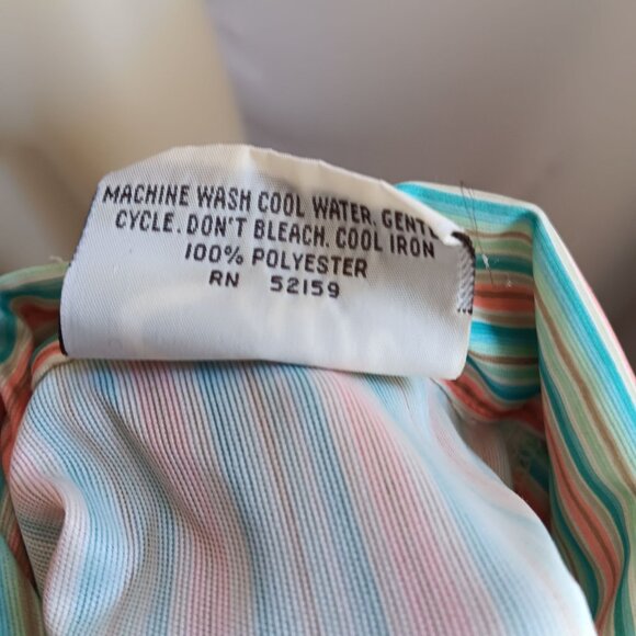 Women's Medium Vintage Striped Button-Up Shirt Sodi Miami-Florida Polyester 8 - Picture 8 of 8